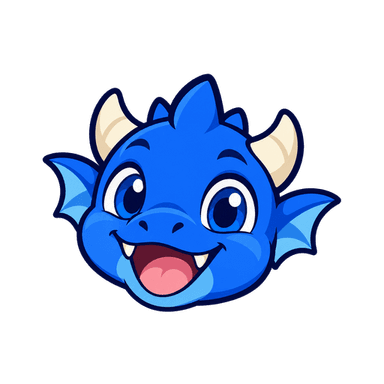 Blue dragon emote with transparent margins on a light background