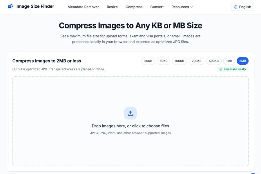 Compress Images to KB or MB preview