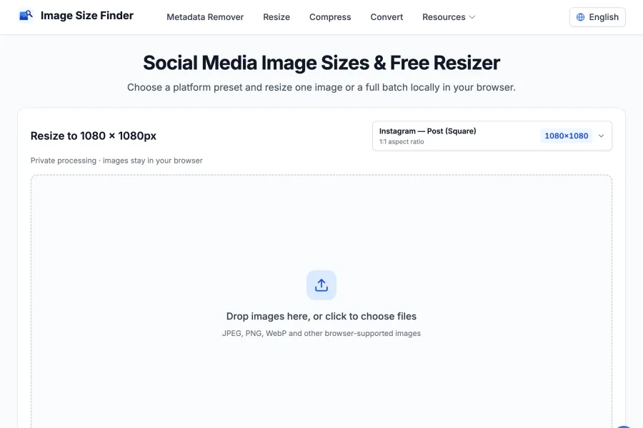 Image Resizer and Social Media Sizes preview